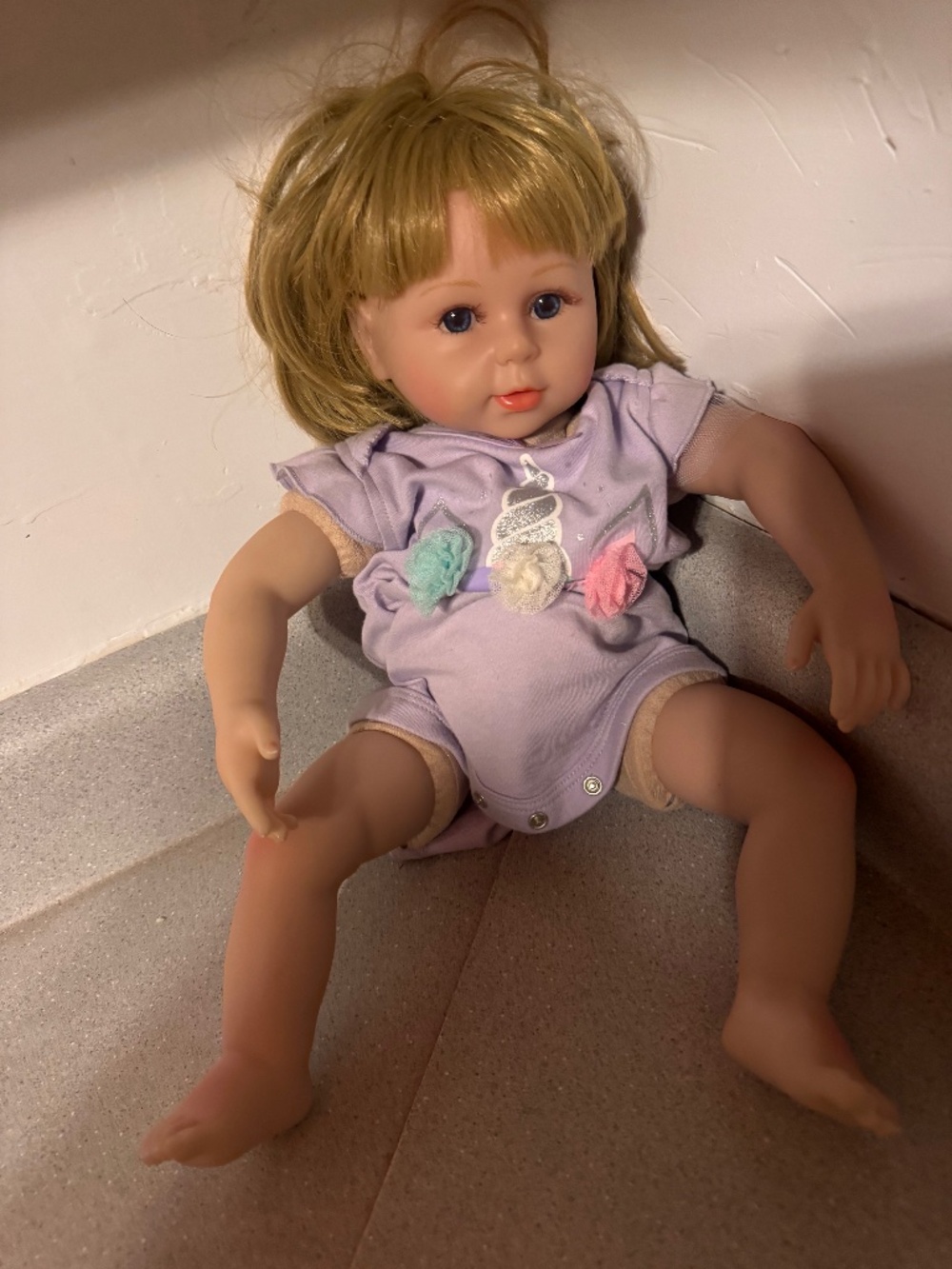 Soft Vinyl Baby Doll in Light Purple Outfit NPK collection